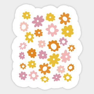 Vintage Floral Pattern in Lavender, Yellow, and Orange Sticker